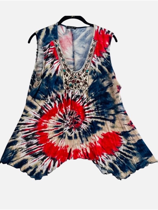 VENUS Tops - VENUS Red and Blue Tie-Dye Tank Top Size XL